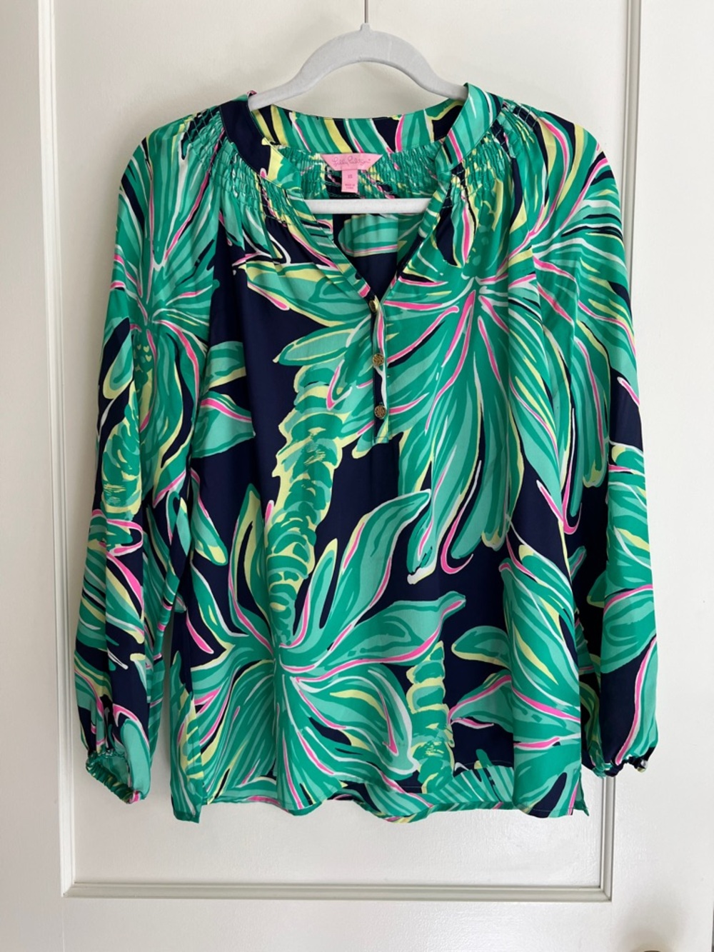 Lilly Pulitzer Green Tropical Print Blouse